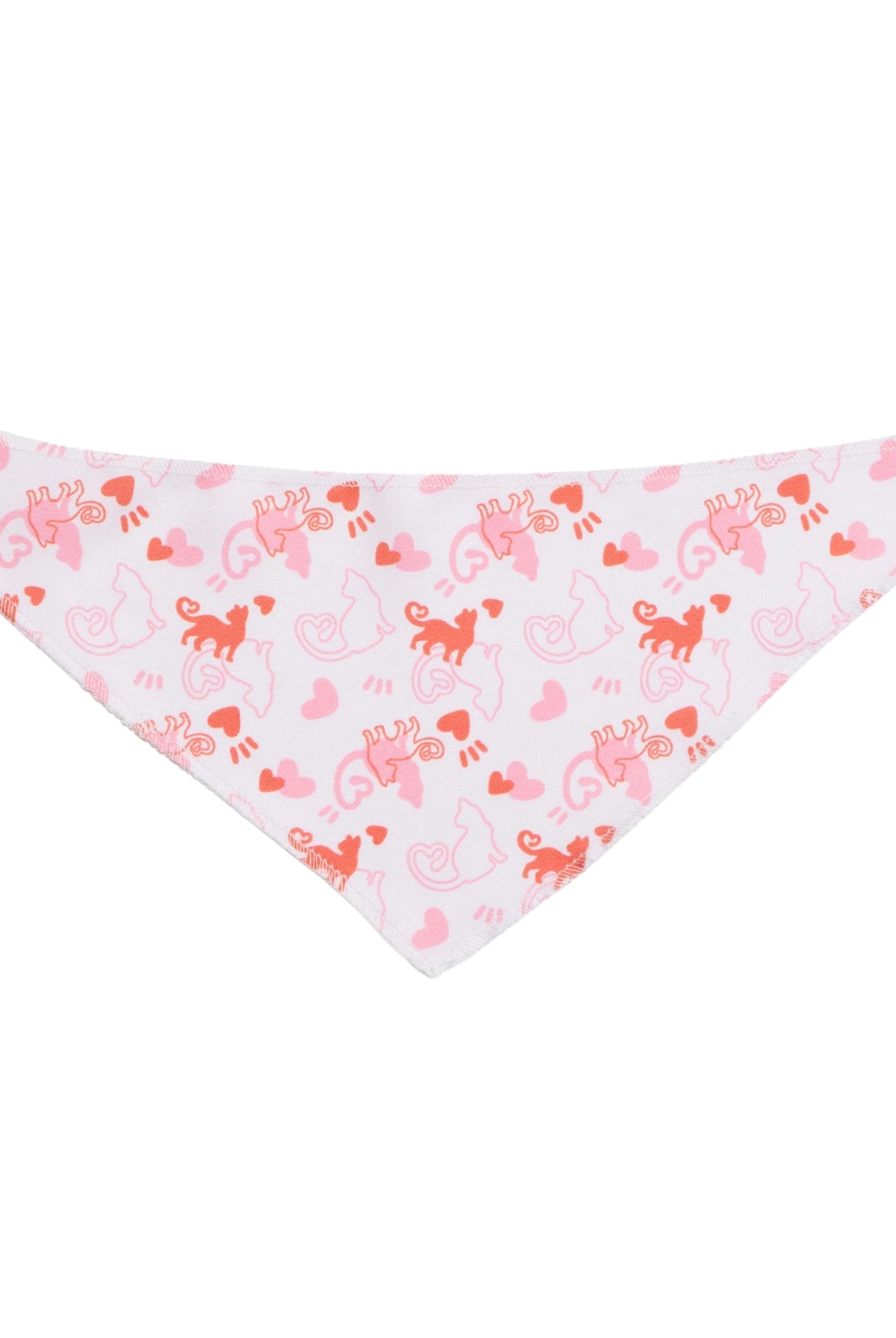 Triangle-shaped bandana with pink animal pattern on a white background