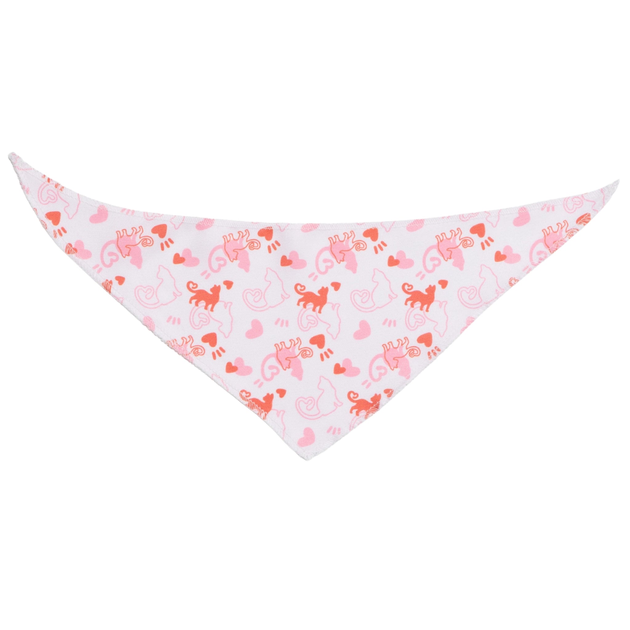 Triangle-shaped bandana with pink animal pattern on a white background