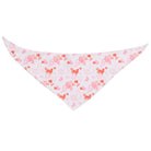 Triangle-shaped bandana with pink animal pattern on a white background