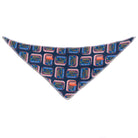 Navy blue bandana with colorful pattern on a white background