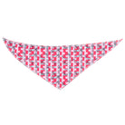 Triangular bandana with pink and white pattern on a white background