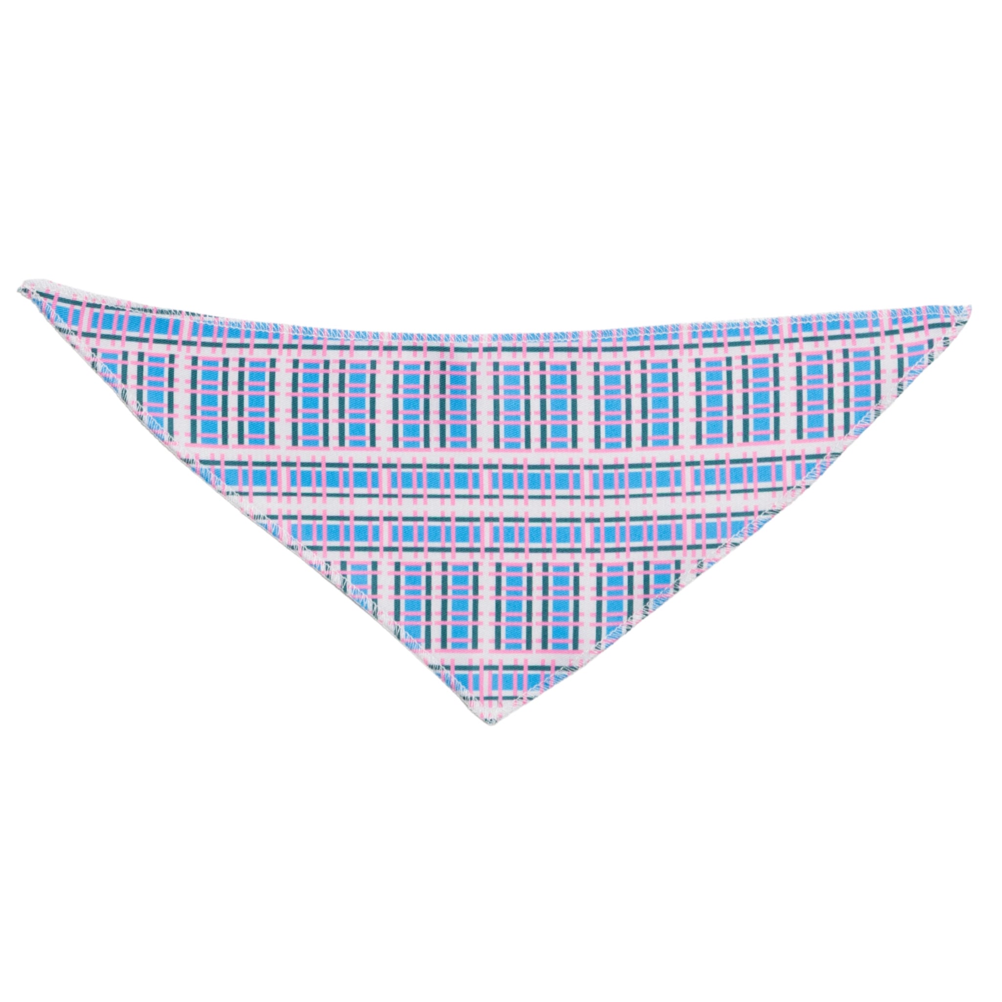 Plaid patterned bandana on a white background