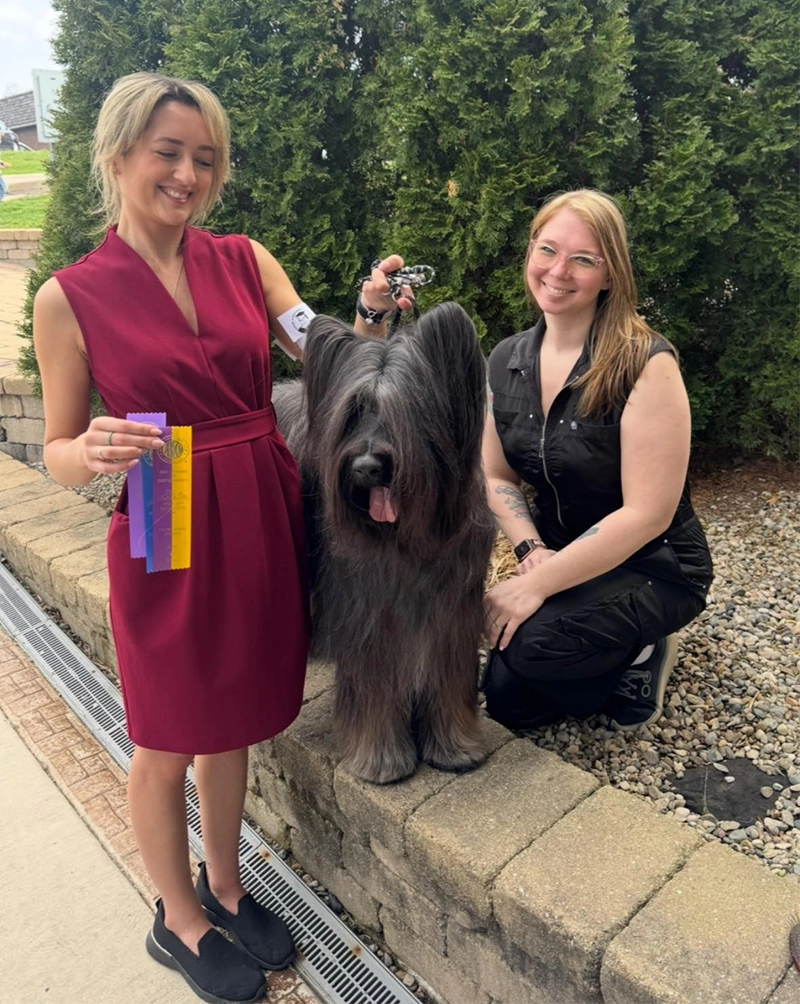 Customer wearing the Lana grooming jumpsuit